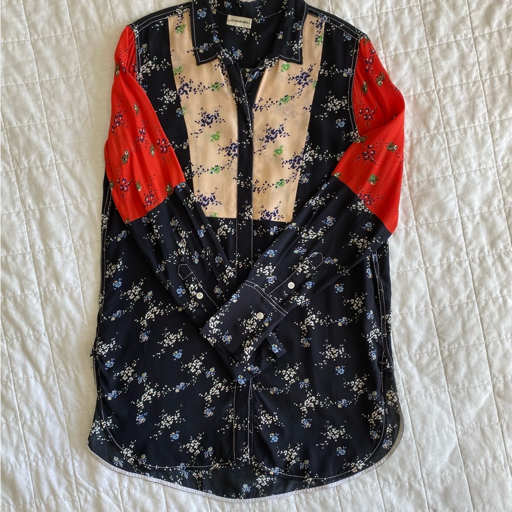 Malene Birger Luccah Floral Print Silk Blend Blouse Tunic Size Medium - Picture 10 of 13